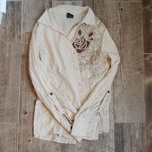 Vanity Size L Button Up  Western Style Shirt (fits small)